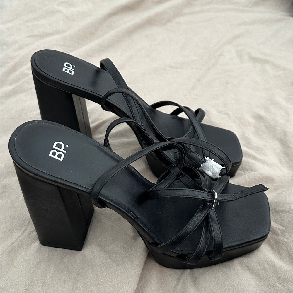 BP Black Strappy Platform Heels -NWOT